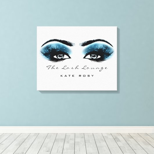 Blue Navy Makeup Artist Beauty Lashes Canvas Afdruk (Insitu (Houten vloer))