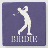 Blue Navy Man BIRDIE Stenen Onderzetter (Voorkant)