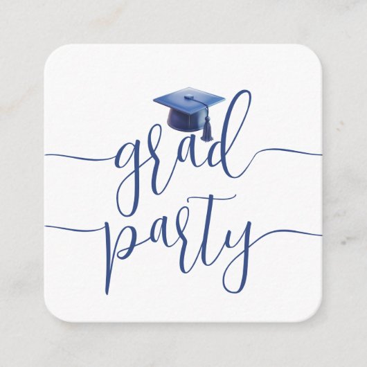 Blue Navy Mini afstudeerfeest klasse van 2025 Informatiekaartje (Voorkant)