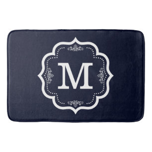 Blue Navy Monogram Badmat
