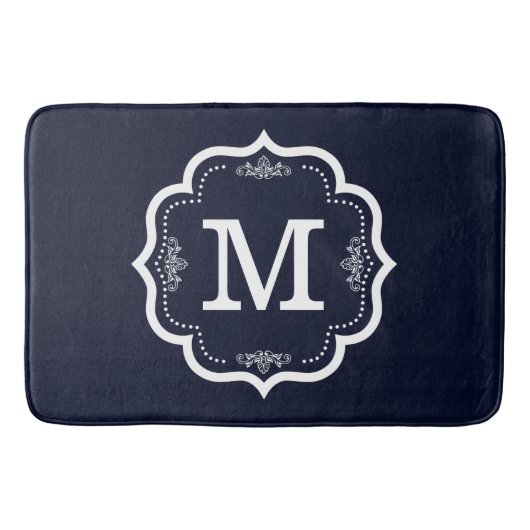 Blue Navy Monogram Badmat (Voorkant)