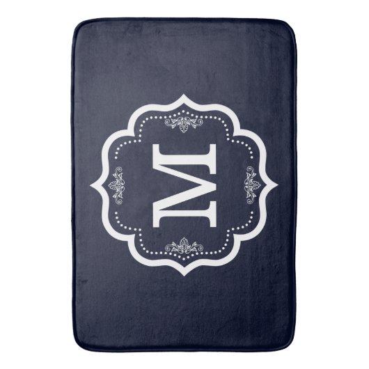 Blue Navy Monogram Badmat (Voorkant Verticaal)