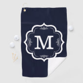 Blue Navy Monogram Golfhanddoek (Insitu)