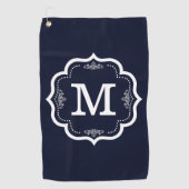 Blue Navy Monogram Golfhanddoek (Voorkant)