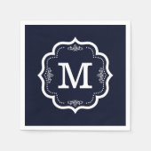 Blue Navy Monogram Servet (Voorkant)