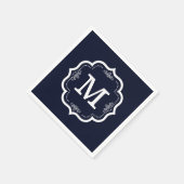 Blue Navy Monogram Servet (Hoek)