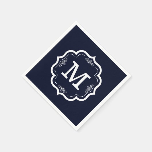 Blue Navy Monogram Servet (Hoek)