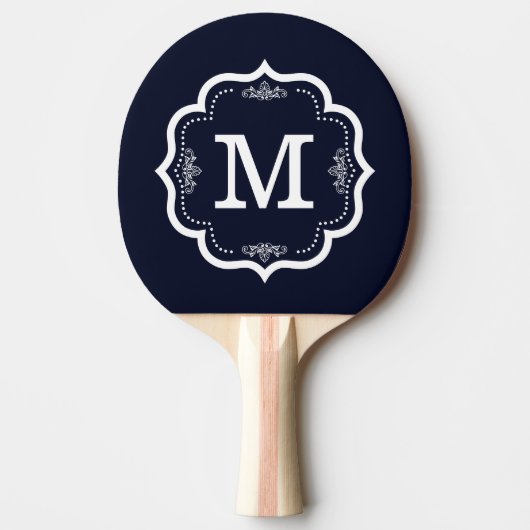 Blue Navy Monogram Tafeltennisbatje (Voorkant)