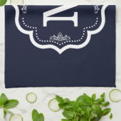 Blue Navy Monogram Theedoek (Gevouwen)