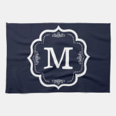 Blue Navy Monogram Theedoek (Horizontaal)