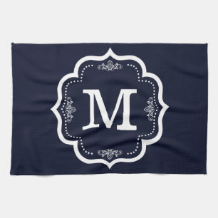 Blue Navy Monogram Theedoek