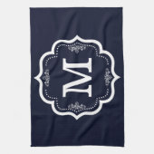 Blue Navy Monogram Theedoek (Verticaal)