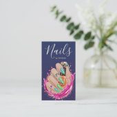 Blue Navy Nail Art Studio Manicurist Artist Blush Visitekaartje (Staand voorkant)
