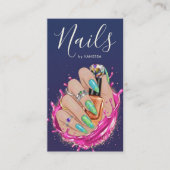 Blue Navy Nail Art Studio Manicurist Artist Blush Visitekaartje (Voorkant)