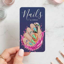 Blue Navy Nail Art Studio Manicurist Artist Blush Visitekaartje