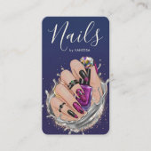 Blue Navy Nail Art Studio Manicurist Artist Chic Visitekaartje (Voorkant)
