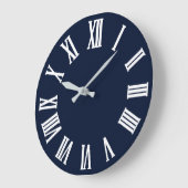 Blue Navy Nauti Gray Metallic Silver Roman Number1 Grote Klok (Hoek)