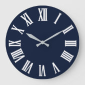 Blue Navy Nauti Gray Metallic Silver Roman Number1 Grote Klok (Voorkant)