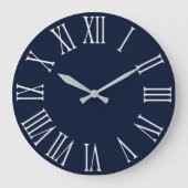 Blue Navy Nauti Gray Metallic Silver Roman Number2 Grote Klok (Voorkant)