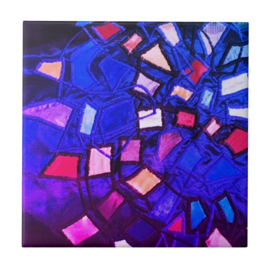 Blue Navy paarse roze nautische marine abstract Tegeltje (Voorkant)