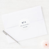 Blue navy script Monogram script future de heer & Ronde Sticker (Envelop)