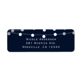 Blue Navy String Lights Modern Wedding Invitation Etiket (Voorkant)