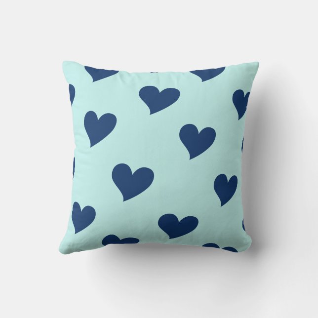 Blue Navy Sweet Cozy Modern Romantisch Chic Hart Kussen (Achterkant)