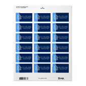 Blue Navy Tree of Life Bar Mitzvah Etiket (Full Sheet)