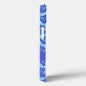 Blue Navy Turquoise Modern Damask Monogram Aangepa Case-Mate iPhone Case (Achterkant / Rechts)