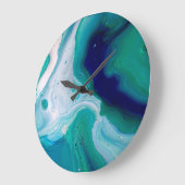 Blue Navy Turquoise Water Abstract Art Wall klok (Hoek)