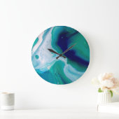 Blue Navy Turquoise Water Abstract Art Wall klok (Huis)
