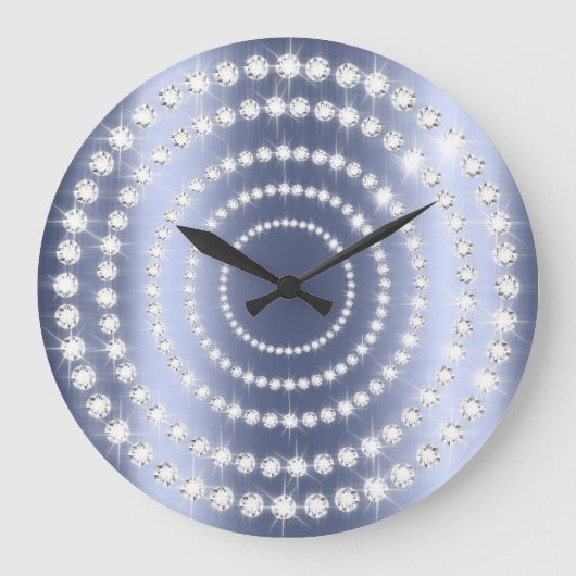 Blue Navy Vip Gray Silver Diamond Infinity Grote Klok (Voorkant)