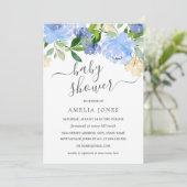 Blue Navy Waterverf Floral Baby shower Kaart (Staand voorkant)
