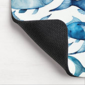 Blue & Navy Waterverf Vis | kusthaven Muismat (Hoek)