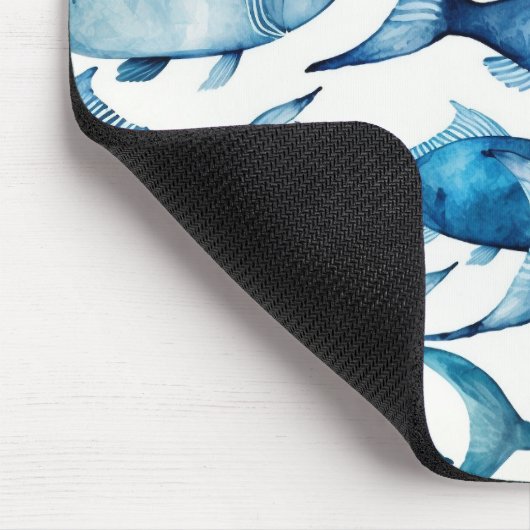 Blue & Navy Waterverf Vis | kusthaven Muismat (Hoek)