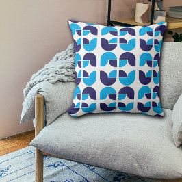 Blue Navy White Geometric Tulip Sierkussen