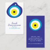 Blue Navy Yellow Evil Eye Bead Amulet Visitekaartje (Voorkant / Achterkant)