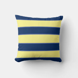 Blue Navy Yellow Nautical kustmoderne strepen Buitenkussen