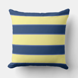 Blue Navy Yellow Nautical kustmoderne strepen Buitenkussen