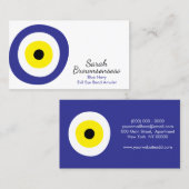 Blue Navy Yellow Spiritueel Evil Eye Bead Amulet Visitekaartje (Voorkant / Achterkant)