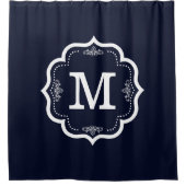 Blue    NavyMonogram Douchegordijn (Voorkant)
