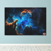 Blue Nebula Clouds AI Concept Art van Xzendor7 Canvas Afdruk (Insitu (Houten vloer))