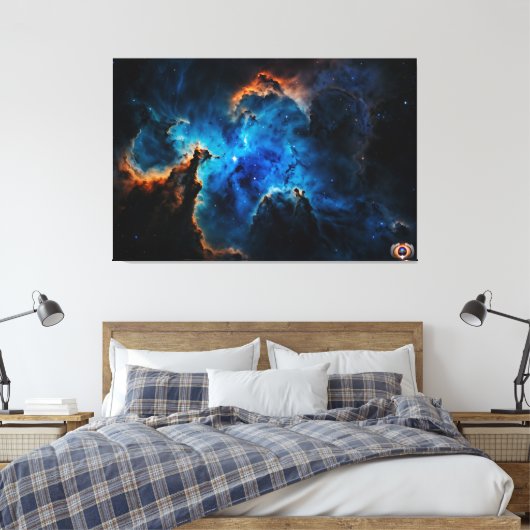 Blue Nebula Clouds AI Concept Art van Xzendor7 Canvas Afdruk (Insitu (Slaapkamer))