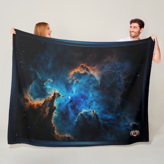 Blue Nebula Clouds AI Concept Art van Xzendor7 Fleece Deken (In situ)