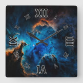 Blue Nebula Clouds AI Concept Art van Xzendor7 Vierkante Klok (Voorkant)