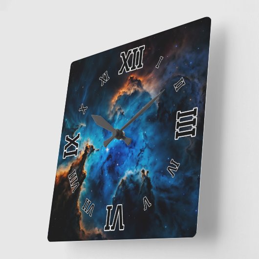 Blue Nebula Clouds AI Concept Art van Xzendor7 Vierkante Klok (Hoek)