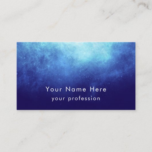 Blue Nebula Custom Text Cool Modern QR Code Visitekaartje (Voorkant)