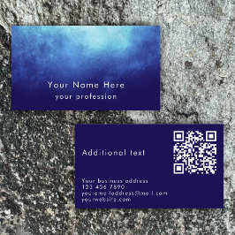 Blue Nebula Custom Text Cool Modern QR Code Visitekaartje