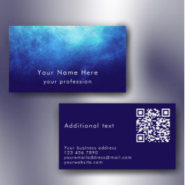 Blue Nebula Custom Text Cool Modern QR Code Visitekaartje