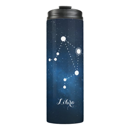 Blue Nebula Libra Zodiac Sign Thermosbeker (Voorkant)